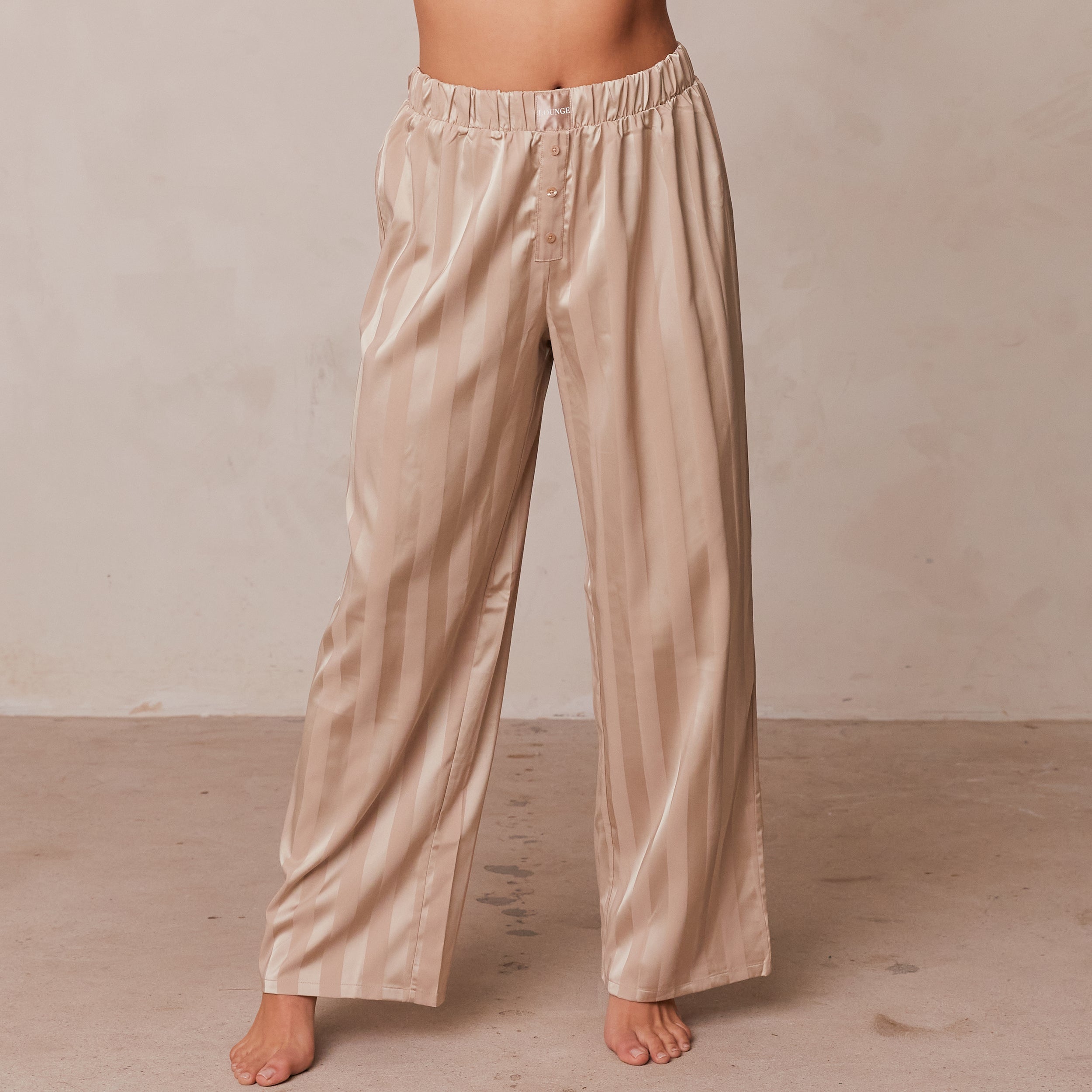 Striped Satin Pyjama Trousers - Mink – Lounge Underwear