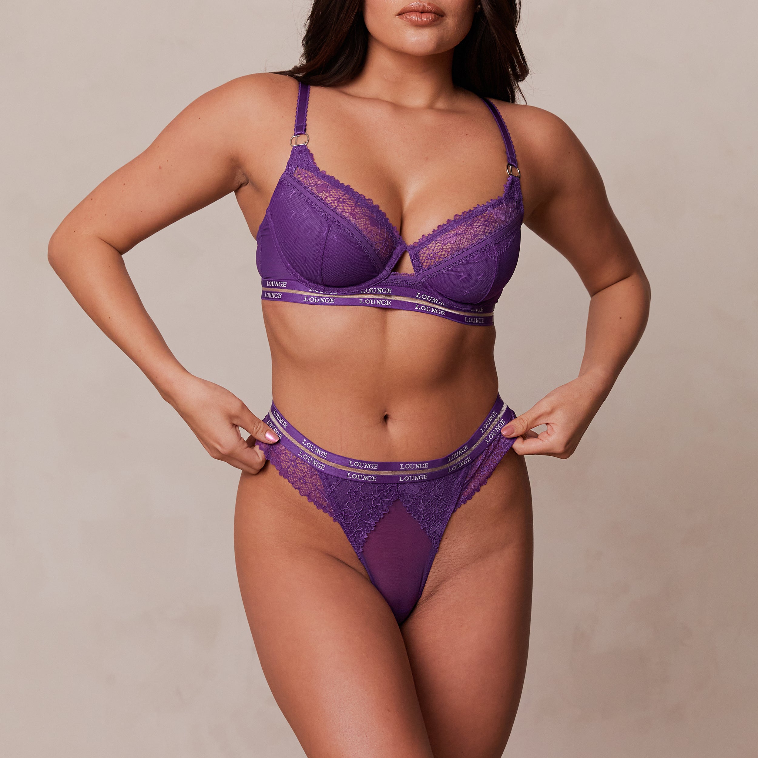 Vogue Balcony Bra & Thong/Briefs Set - Purple – Lounge Underwear