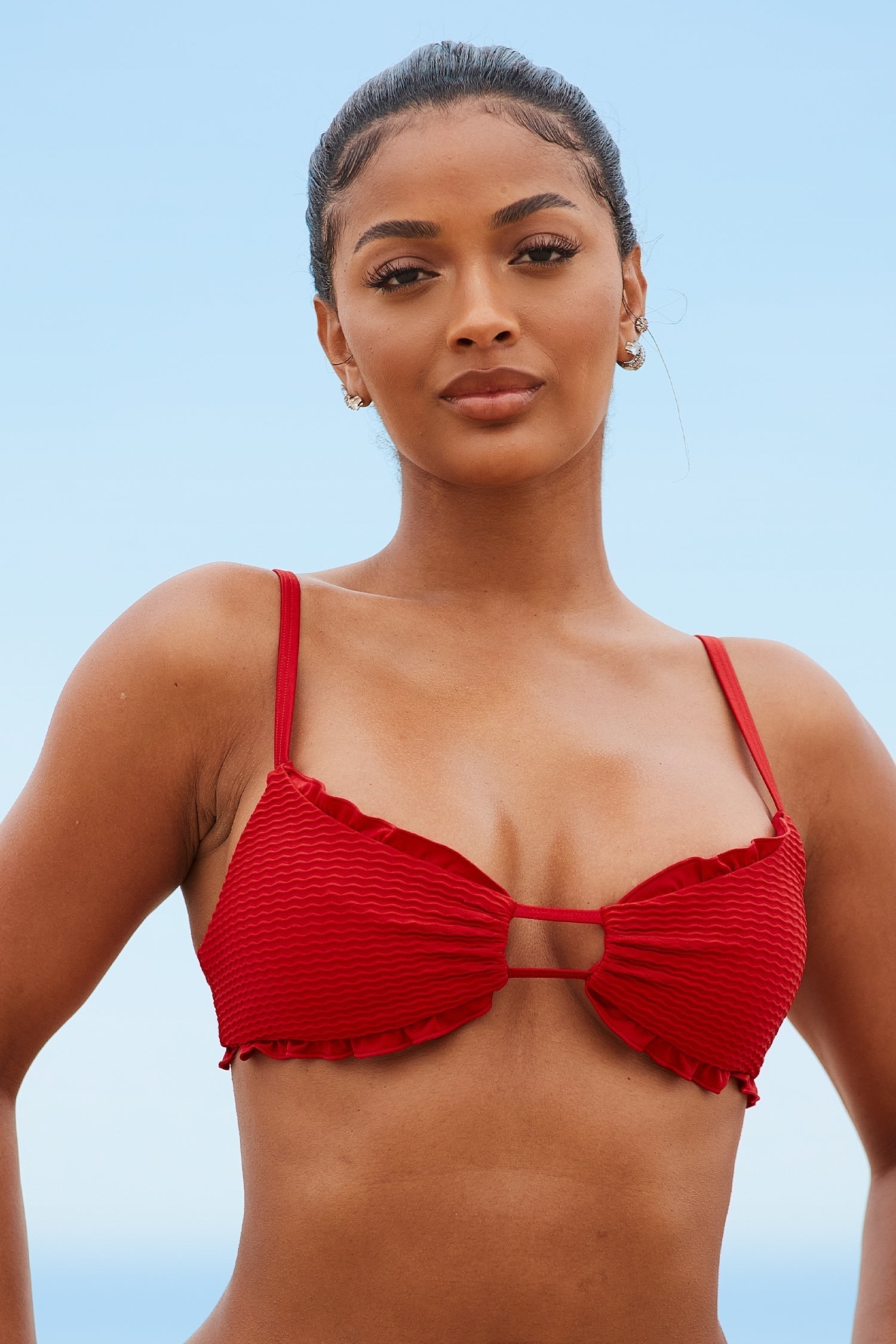 Hawaii Textured Bikini Top - Red
