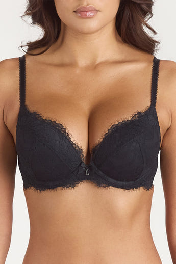 Lace High Push-Up Bra - Black