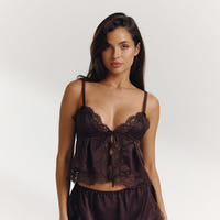 Satin Cami Pyjama Top - Chocolate