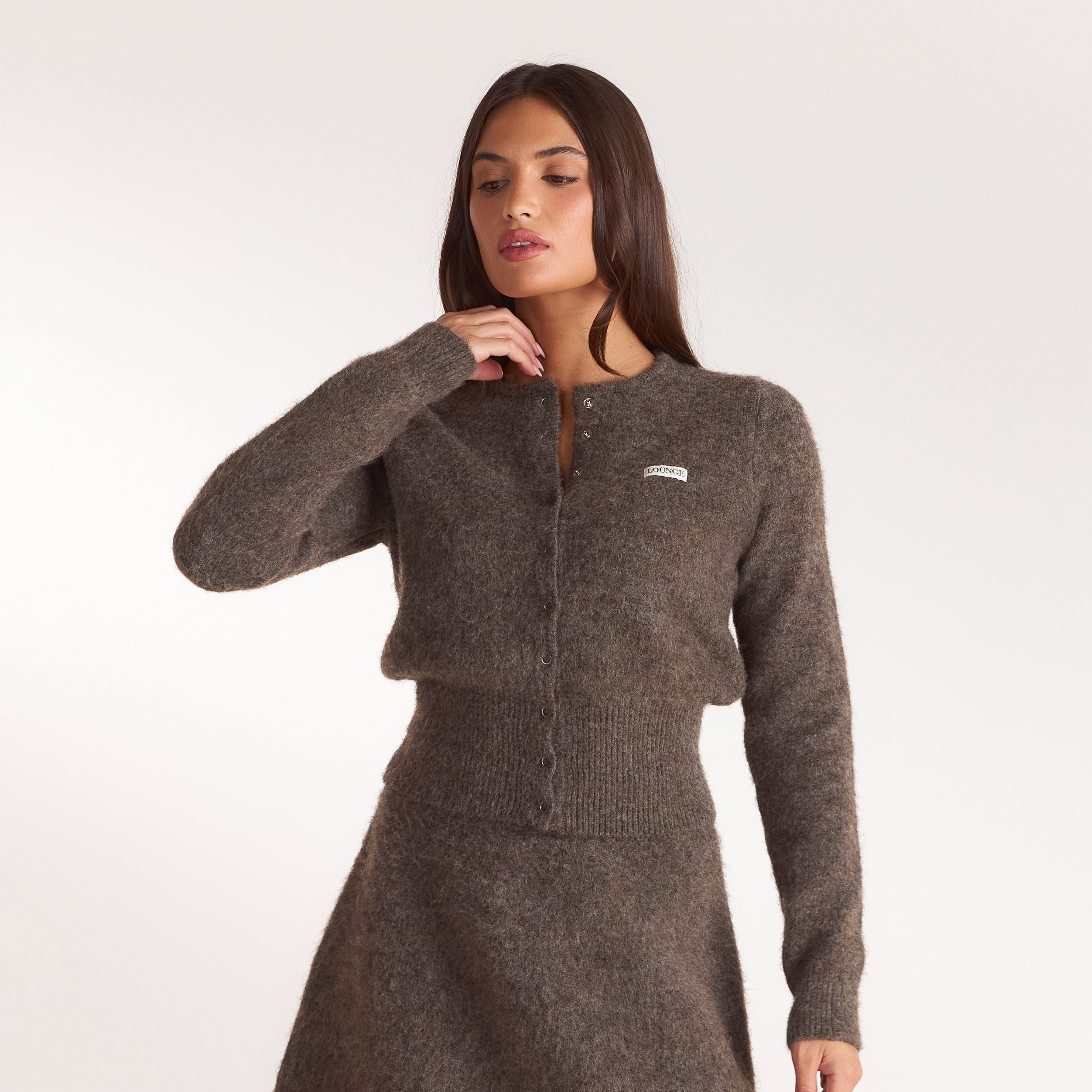Cinched Knit Cardigan - Ash Brown