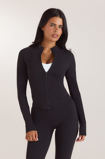 ContourSoft™ Cinch Zip-Up Jacket - Black
