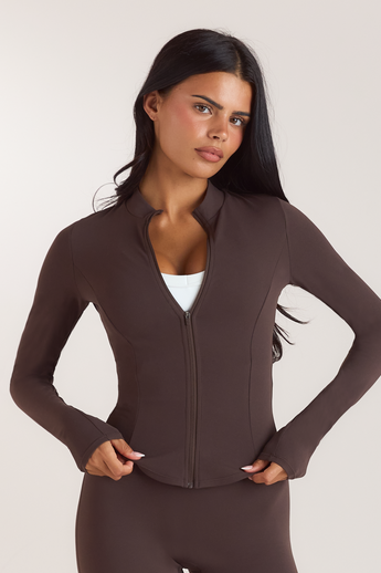 ContourSoft™ Cinch Zip-Up Jacket - Dark Chocolate