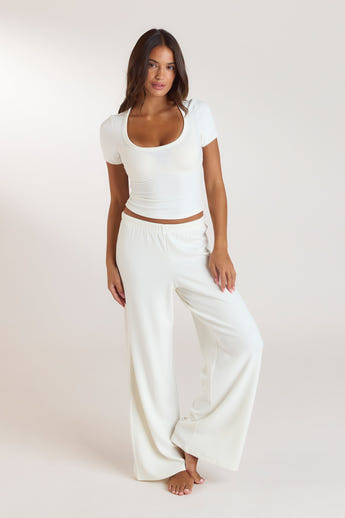 Ribbed Pyjama Bottoms - Cream alternate
