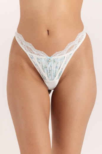 Delilah G-String - White Floral alternate