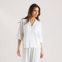 Modal Short Sleeve Pyjama Shirt - White Floral