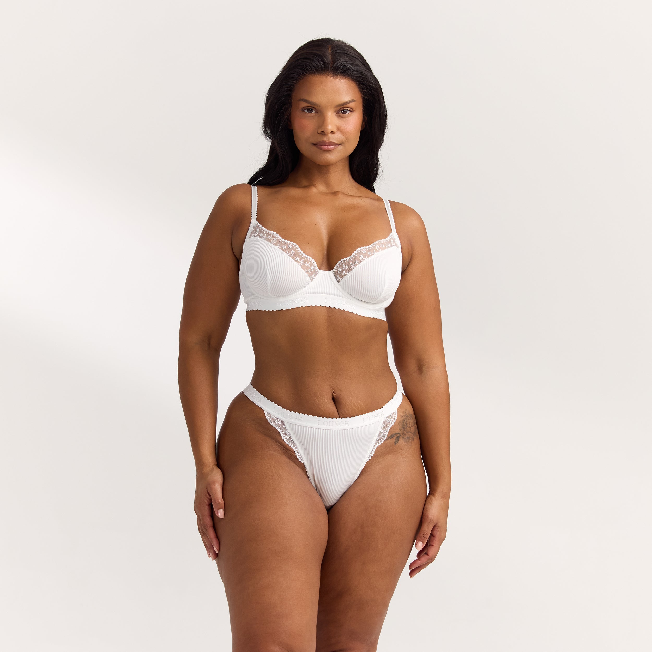 Ribbed Balcony Bra | Ribbed Balcony Bra - White