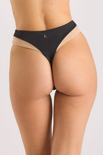Monaco High-Waisted Bikini Thong - Black