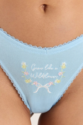 Grow Like a Wildflower Thong - Blue