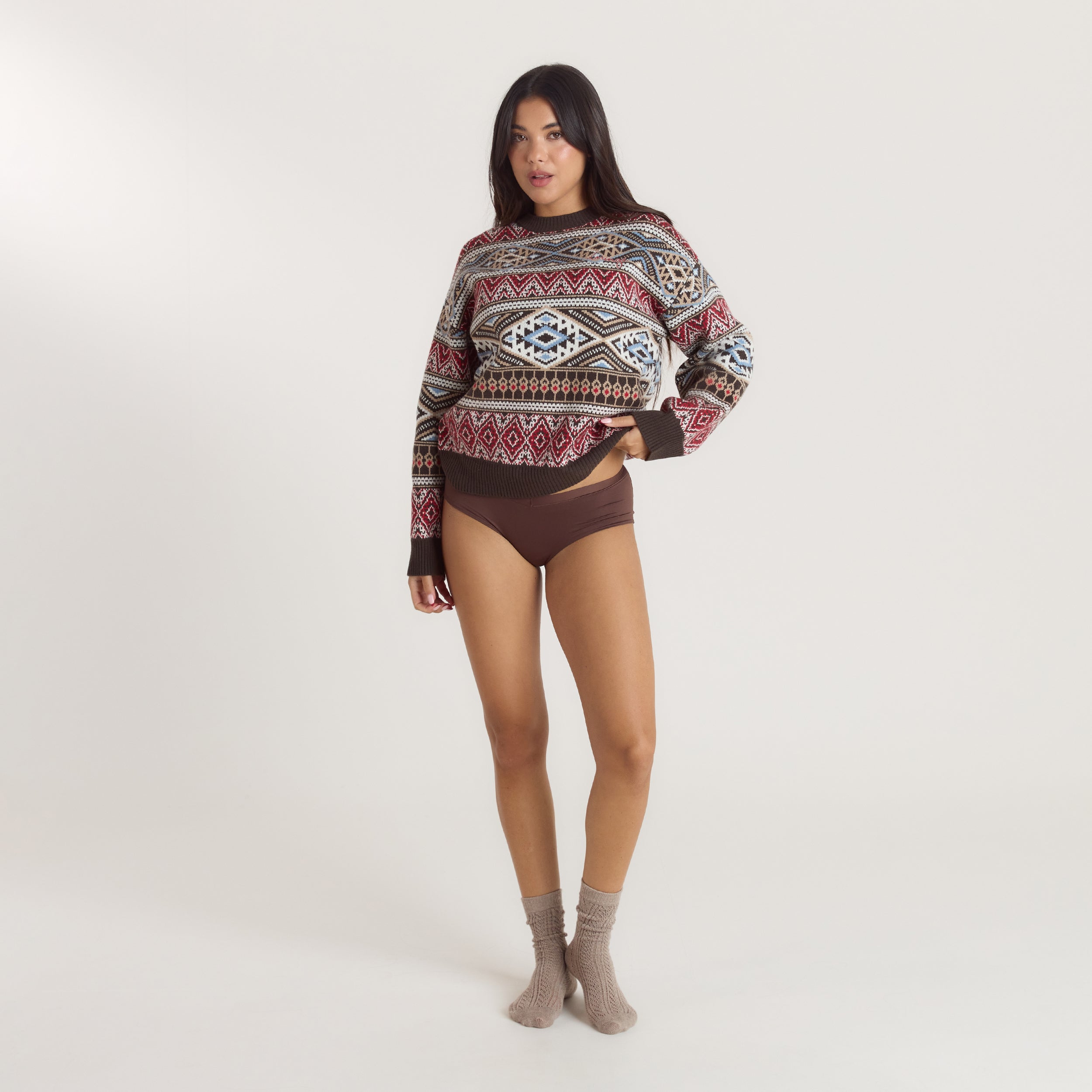 Fairisle Knitted Jumper | Fairisle Knitted Jumper - Brown/Red