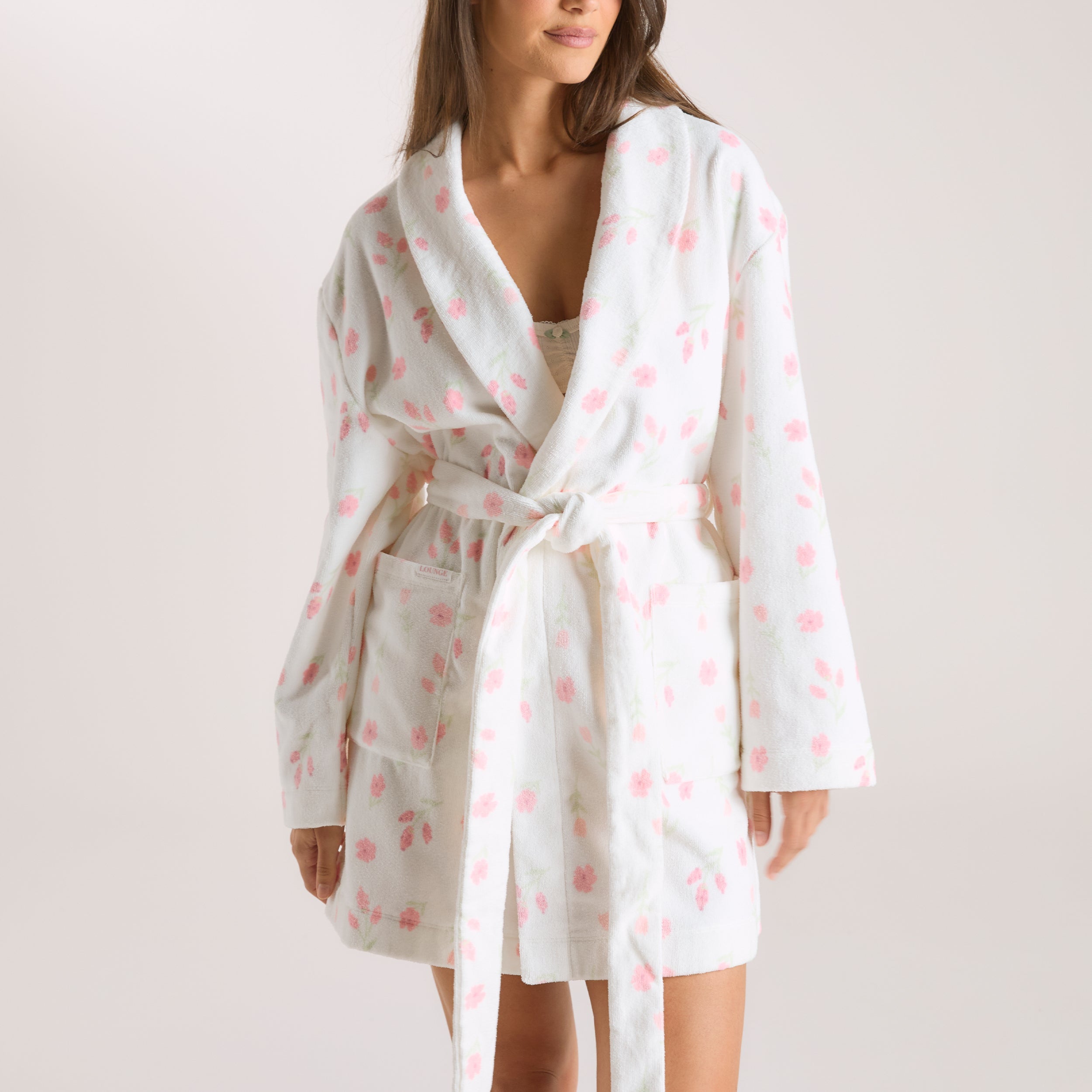 Towelling Bathrobe - Floral Print