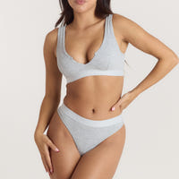 Soft Ribbed Push-Up Bralette - Grey Marl