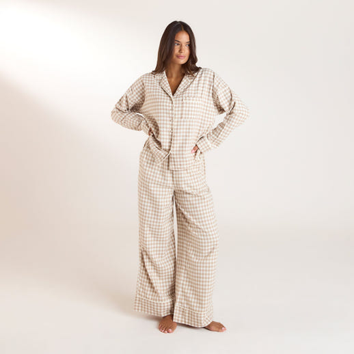 Gingham Pyjama Bottoms - Beige alternate