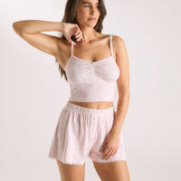 Pointelle Cami Pyjama Top - Pink Floral