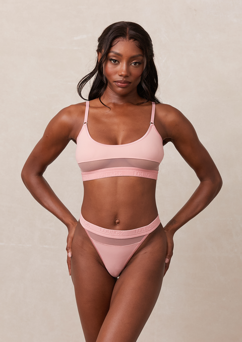 Mesh Bra & Thong/Briefs Set - Pink – Lounge Underwear