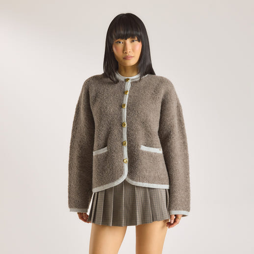 Knitted Wool Blend Jacket - Truffle alternate