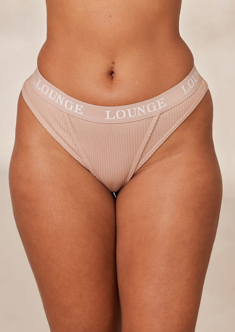 Ultra Comfort Ribbed Thong - Taupe – Lounge Underwear