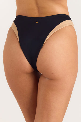 Monaco High-Leg Brazilian Bikini Briefs - Black