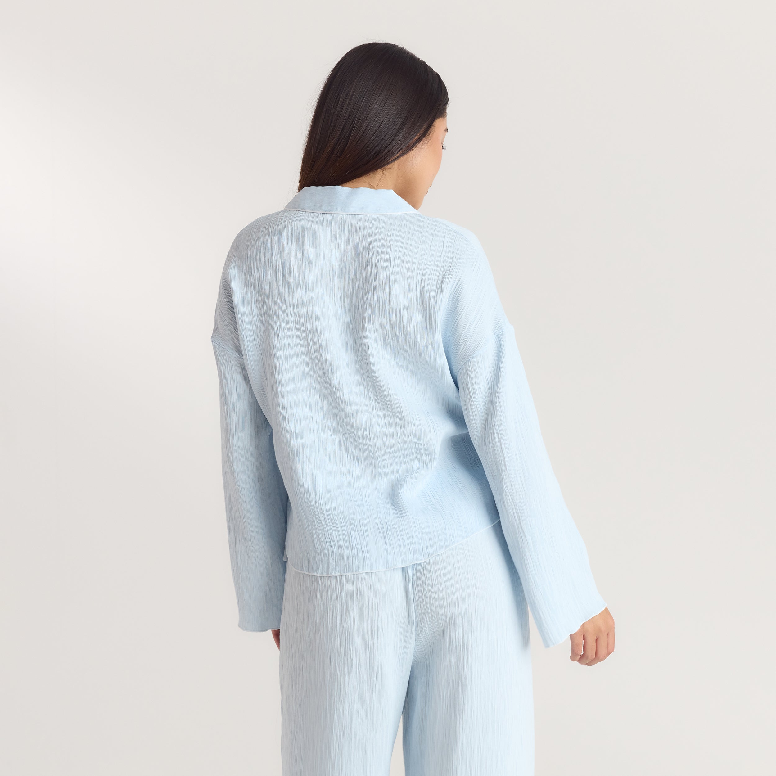 Crinkle Pyjama Shirt - Blue alternate