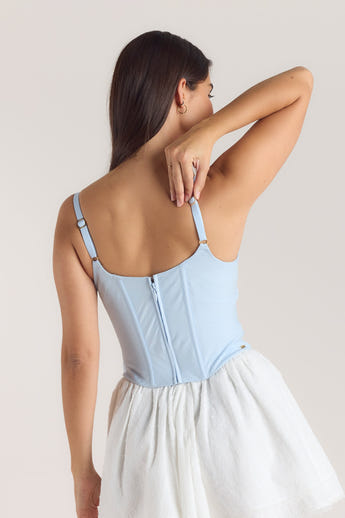 Embroidered Floral Corset Top - Blue alternate