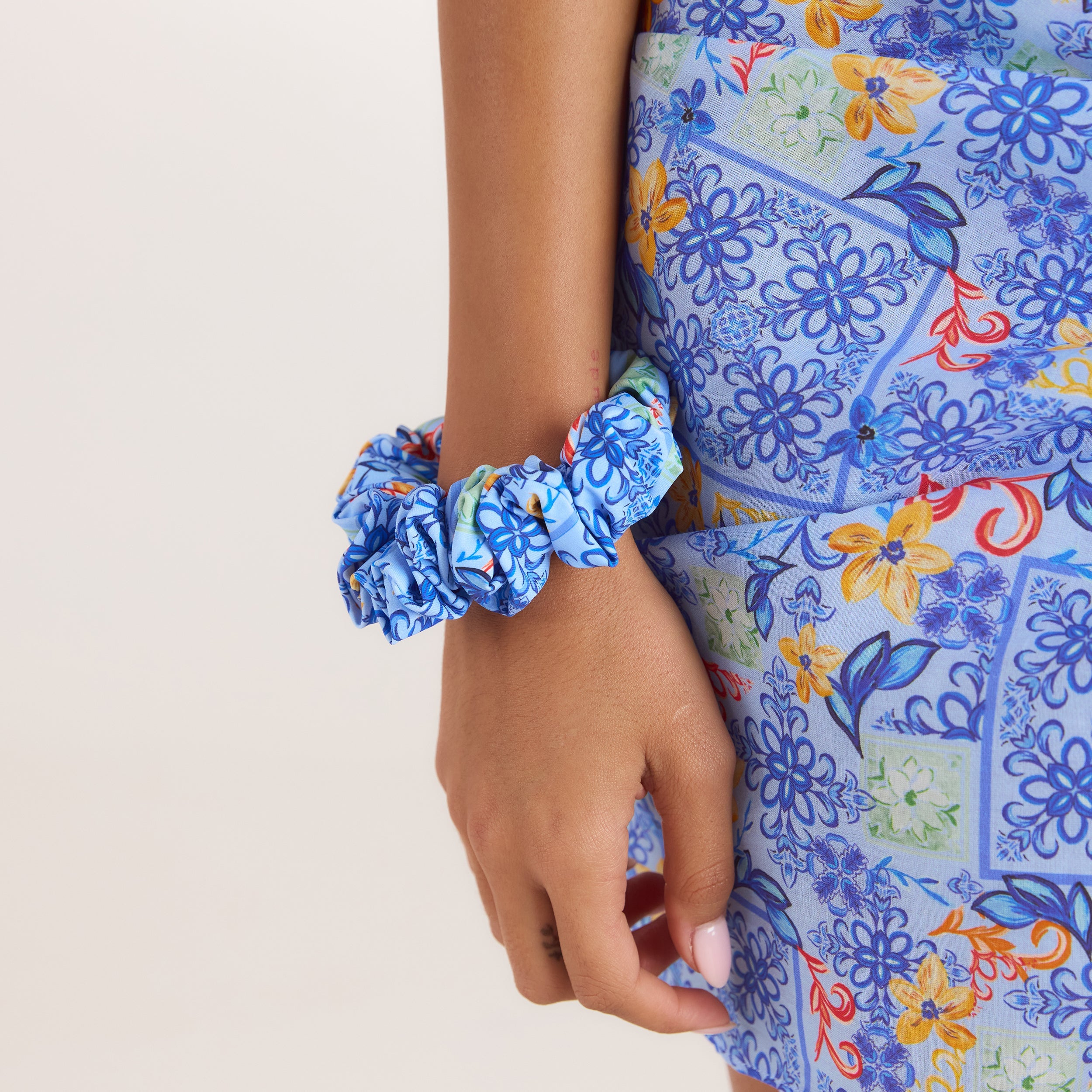 Mosaic Scrunchie - Blue Print alternate