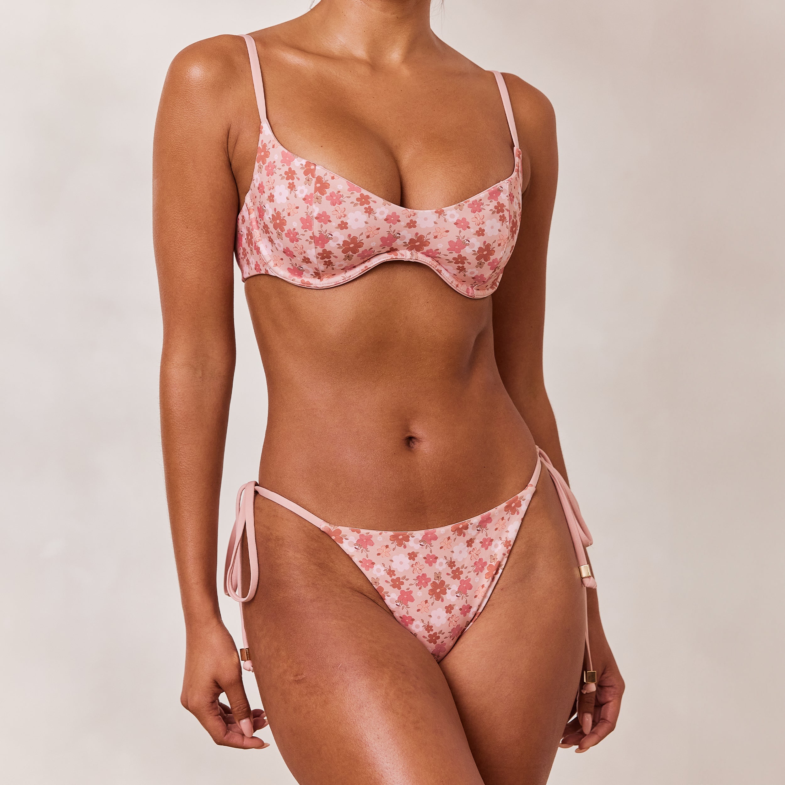 Reversible Tie Side Bikini Thong | Reversible Tie Side Bikini Thong - Pink/Floral