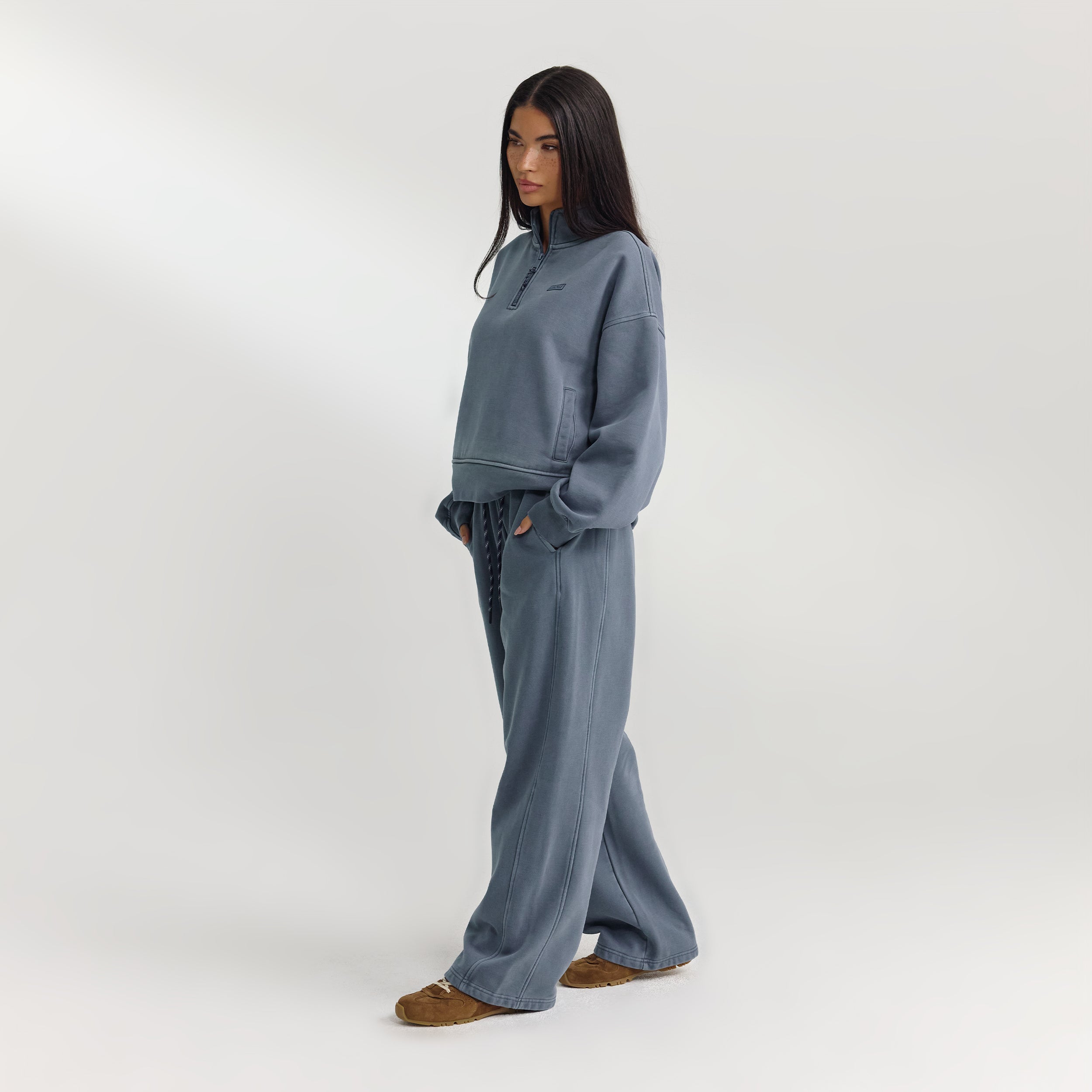 Quarter-Zip Jumper | Quarter-Zip Jumper - Washed Blue