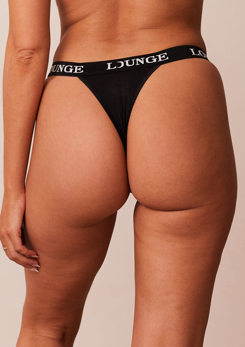 Bamboo Triangle Thong - All Black – Lounge Underwear