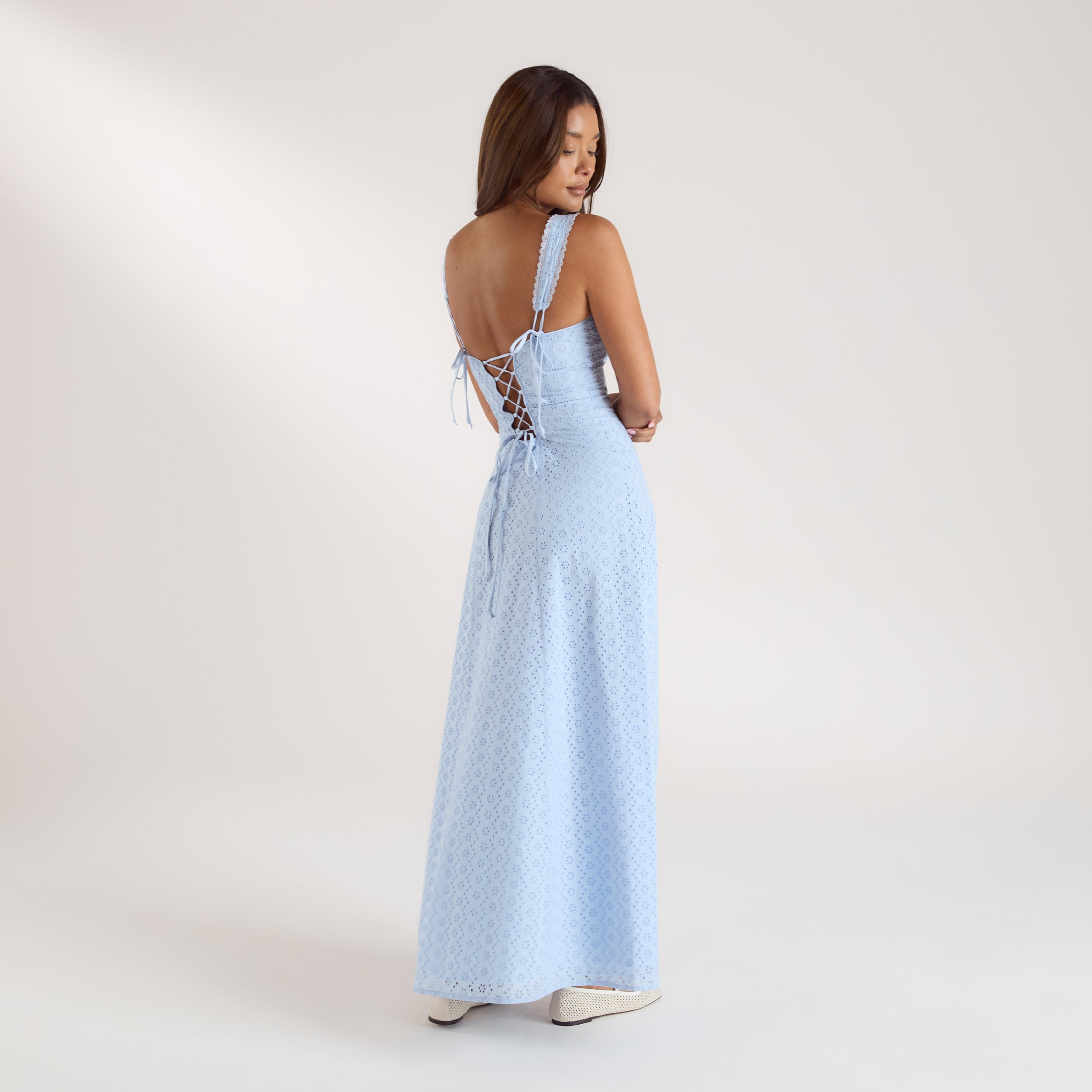 Corset Back Maxi Dress | Corset Back Maxi Dress - Blue