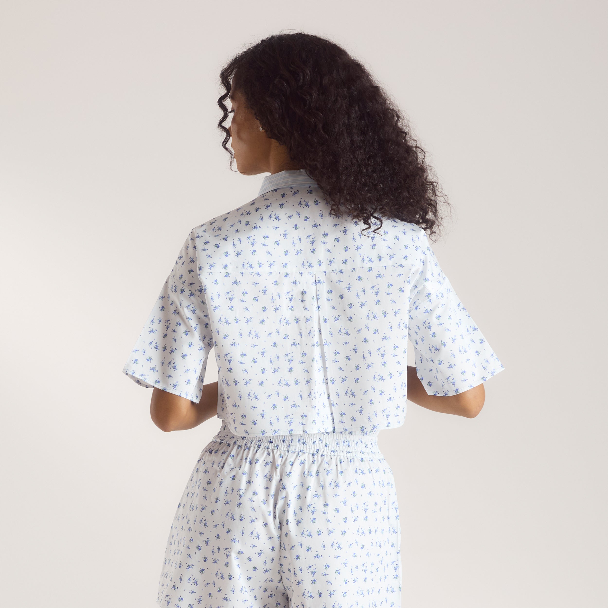 Bloom & Stripe Short-Sleeved Pyjama Shirt | Bloom & Stripe Short-Sleeved Pyjama Shirt - Blue