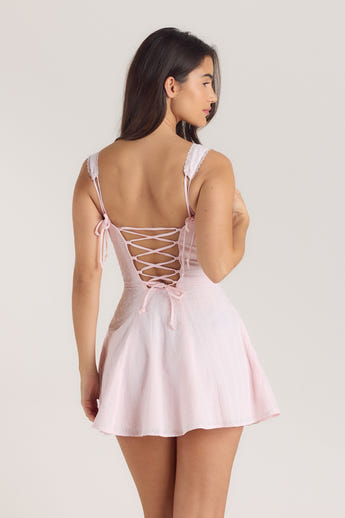 Corset Back Mini Dress - Soft Blush alternate