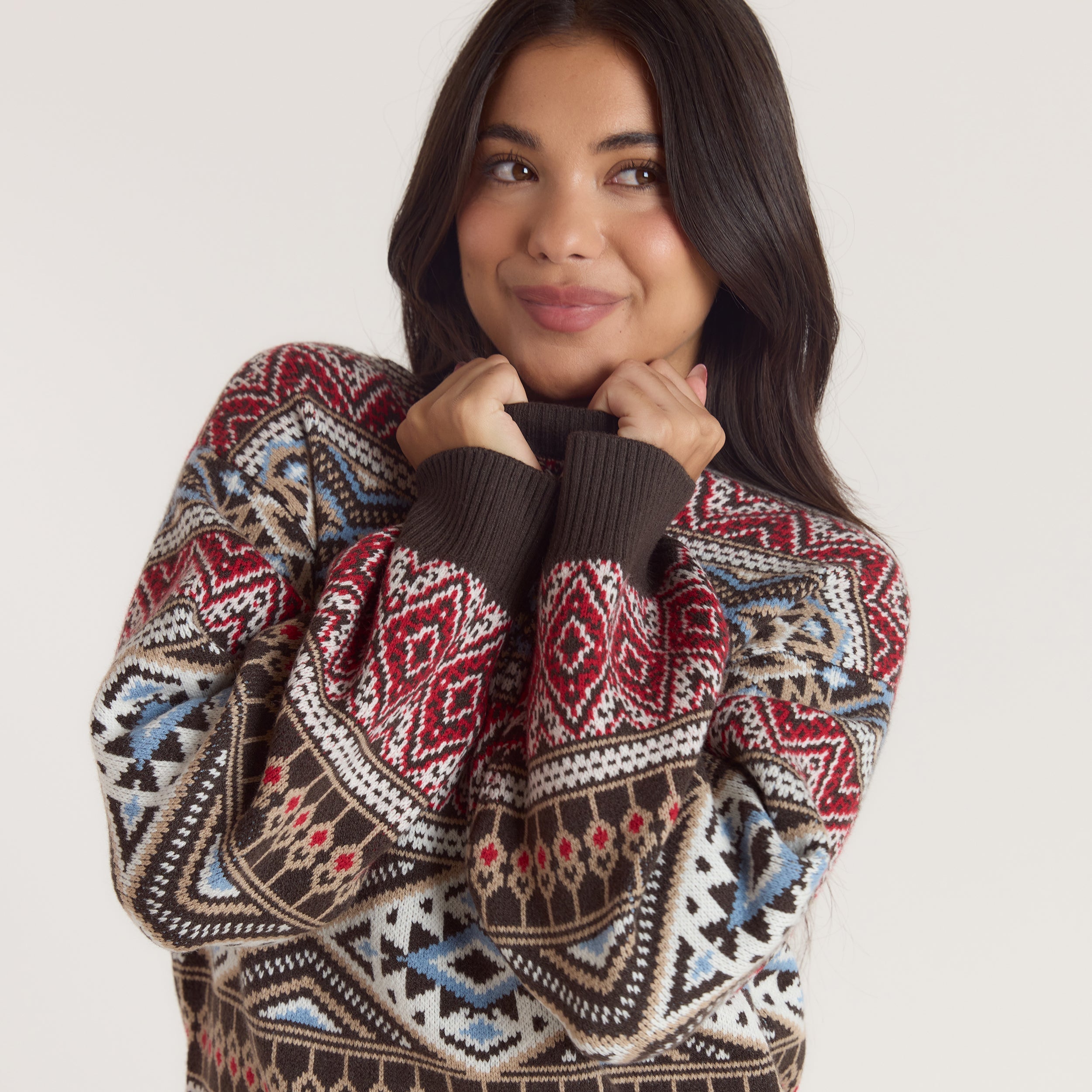 Fairisle Knitted Jumper | Fairisle Knitted Jumper - Brown/Red