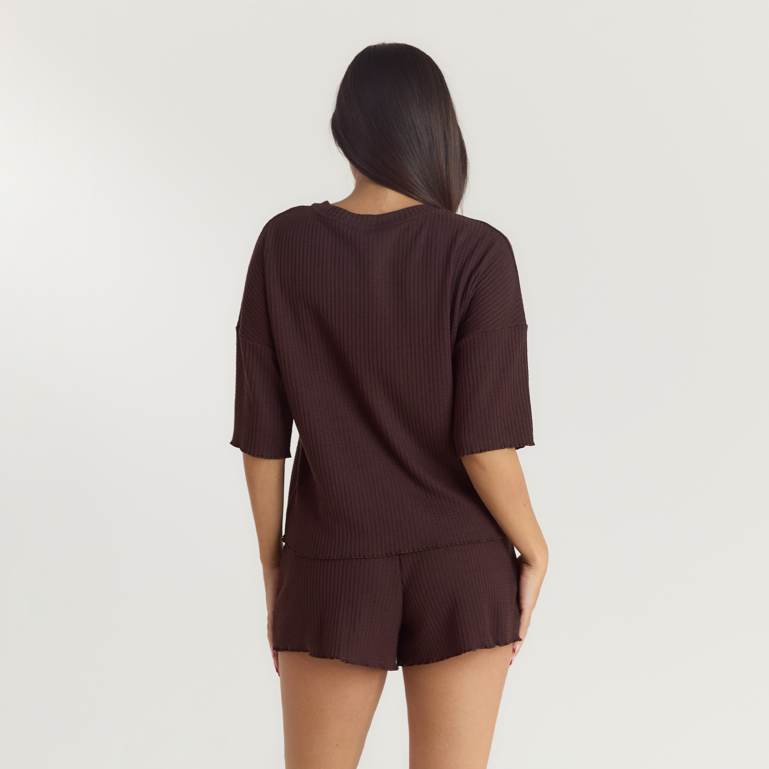 Soft Waffle Pyjama Top - Dark Chocolate alternate