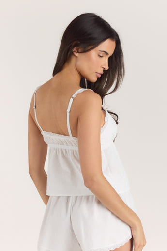 Cotton Cami Pyjama Top - White alternate