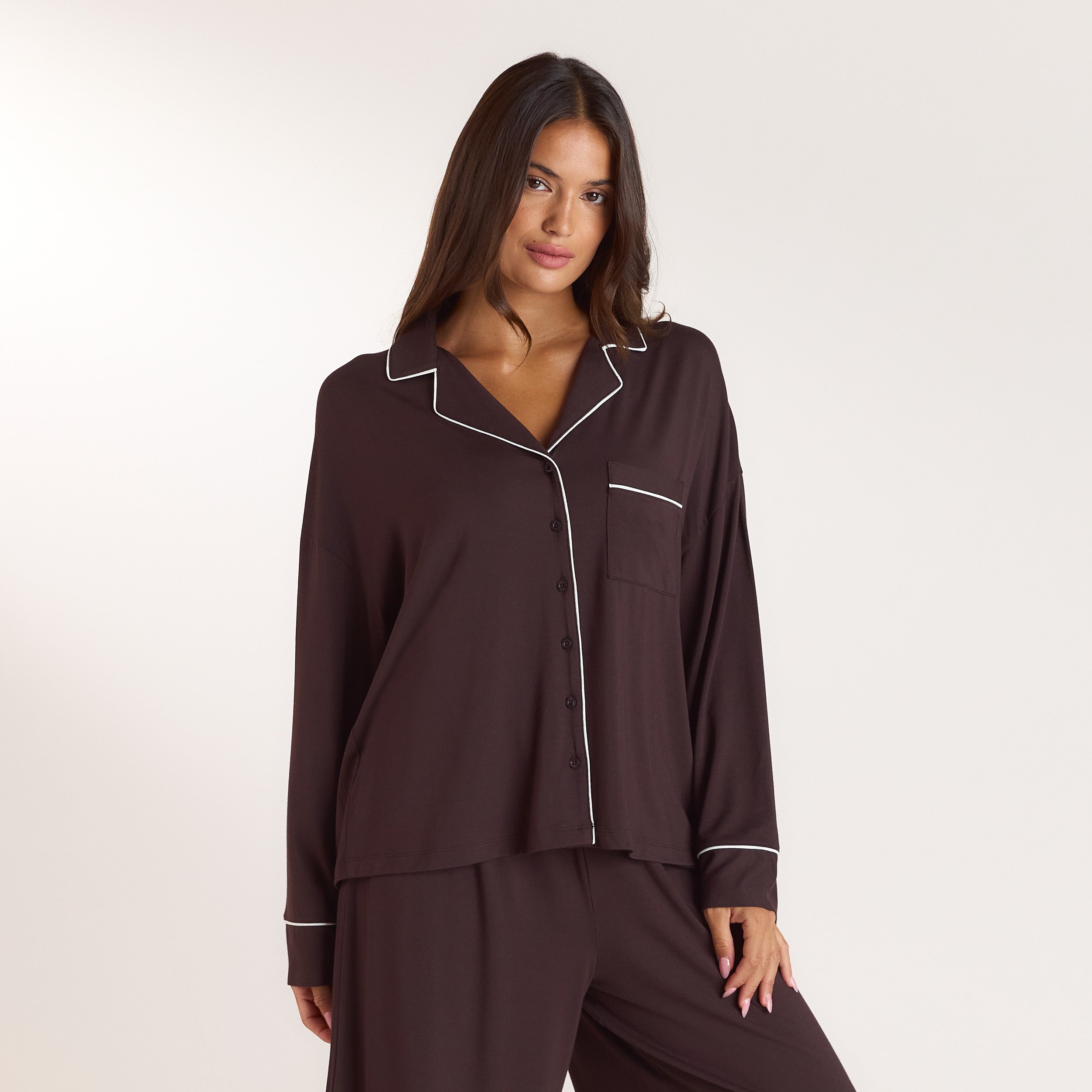 Modal Pyjama Shirt - Dark Chocolate