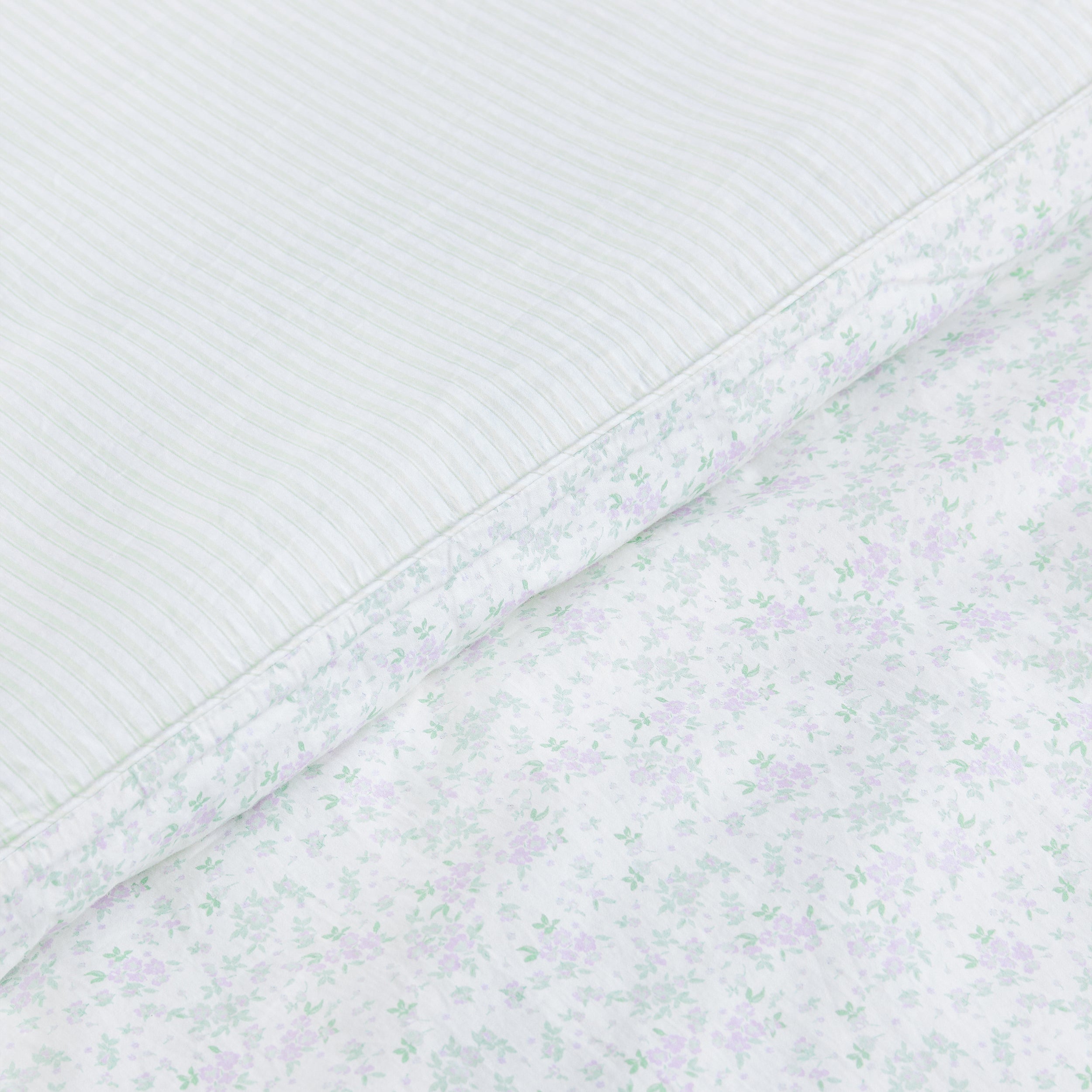 Bloom & Stripe Reversible Duvet Cover - Sage Floral Print alternate