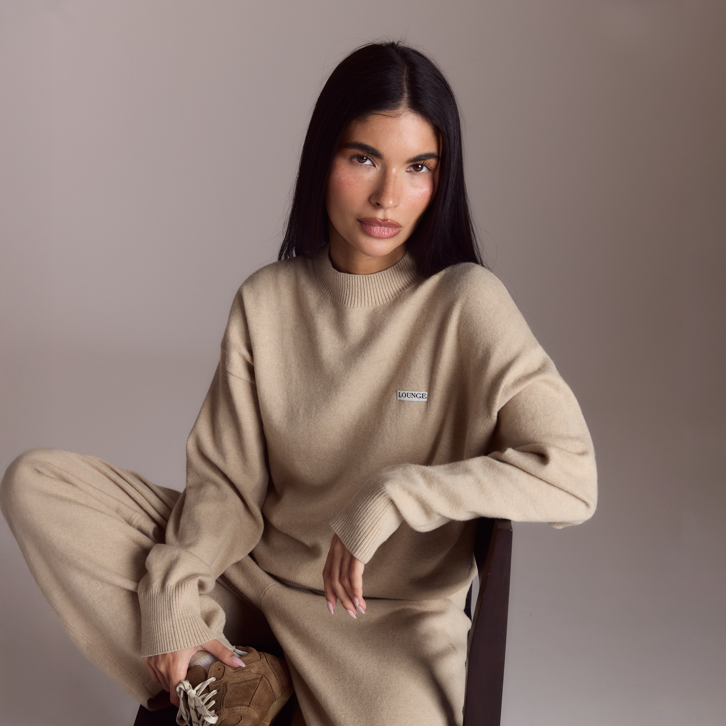 Cuffed Crew Neck Knitted Jumper | Cuffed Crew Neck Knitted Jumper - Oatmeal Marl