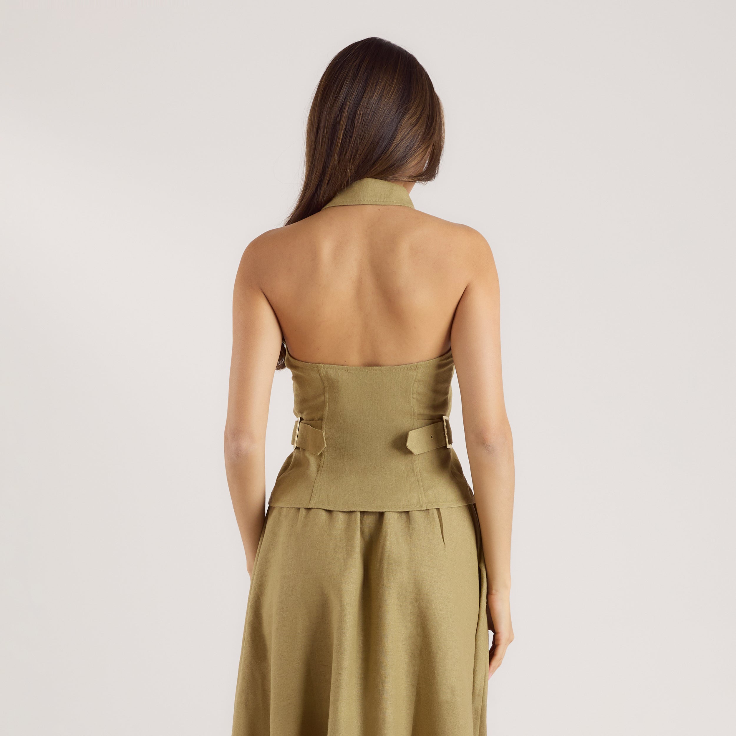 Linen Blend Halter Top - Pistachio alternate