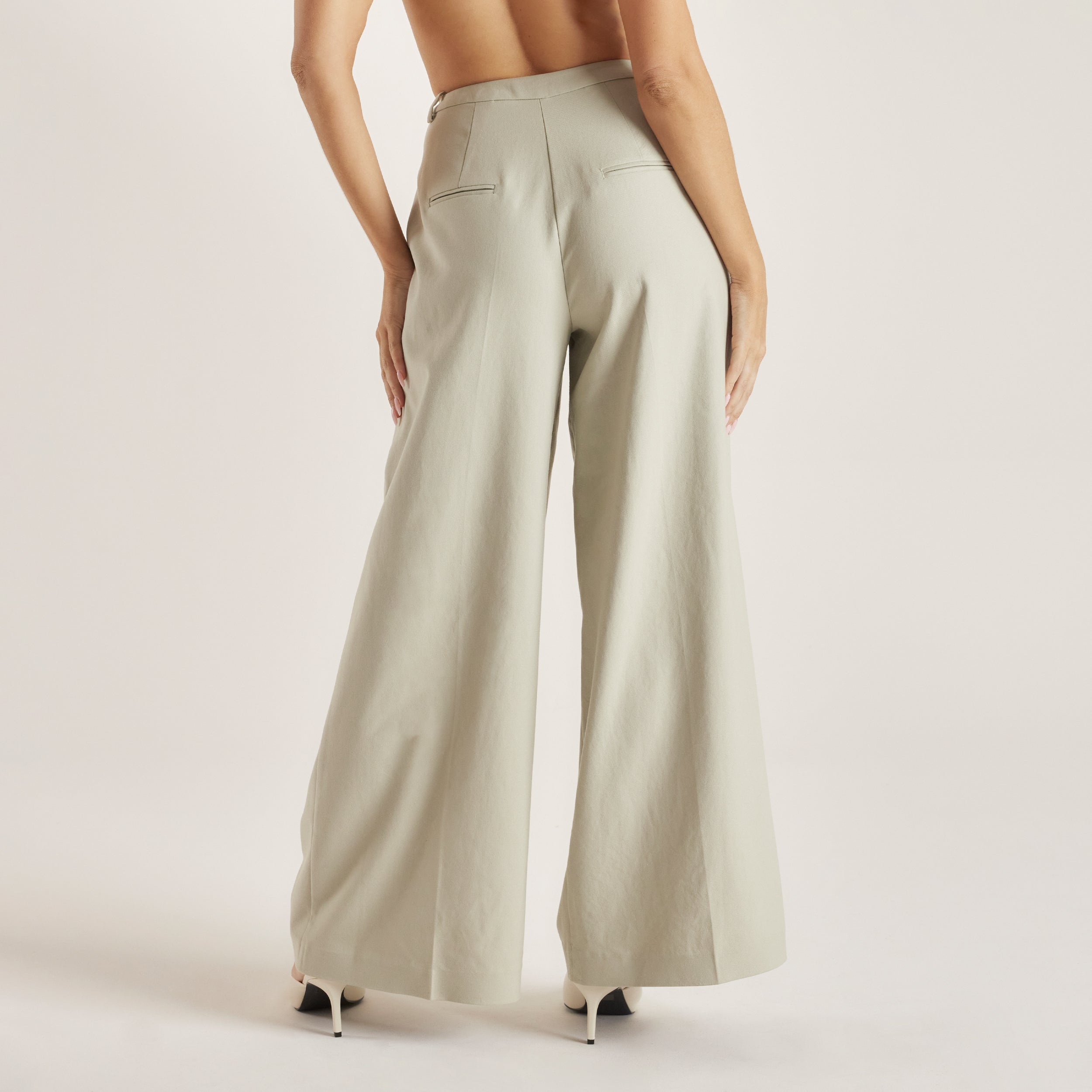 Woven Wide-Leg Trousers | Woven Wide-Leg Trousers - Sage