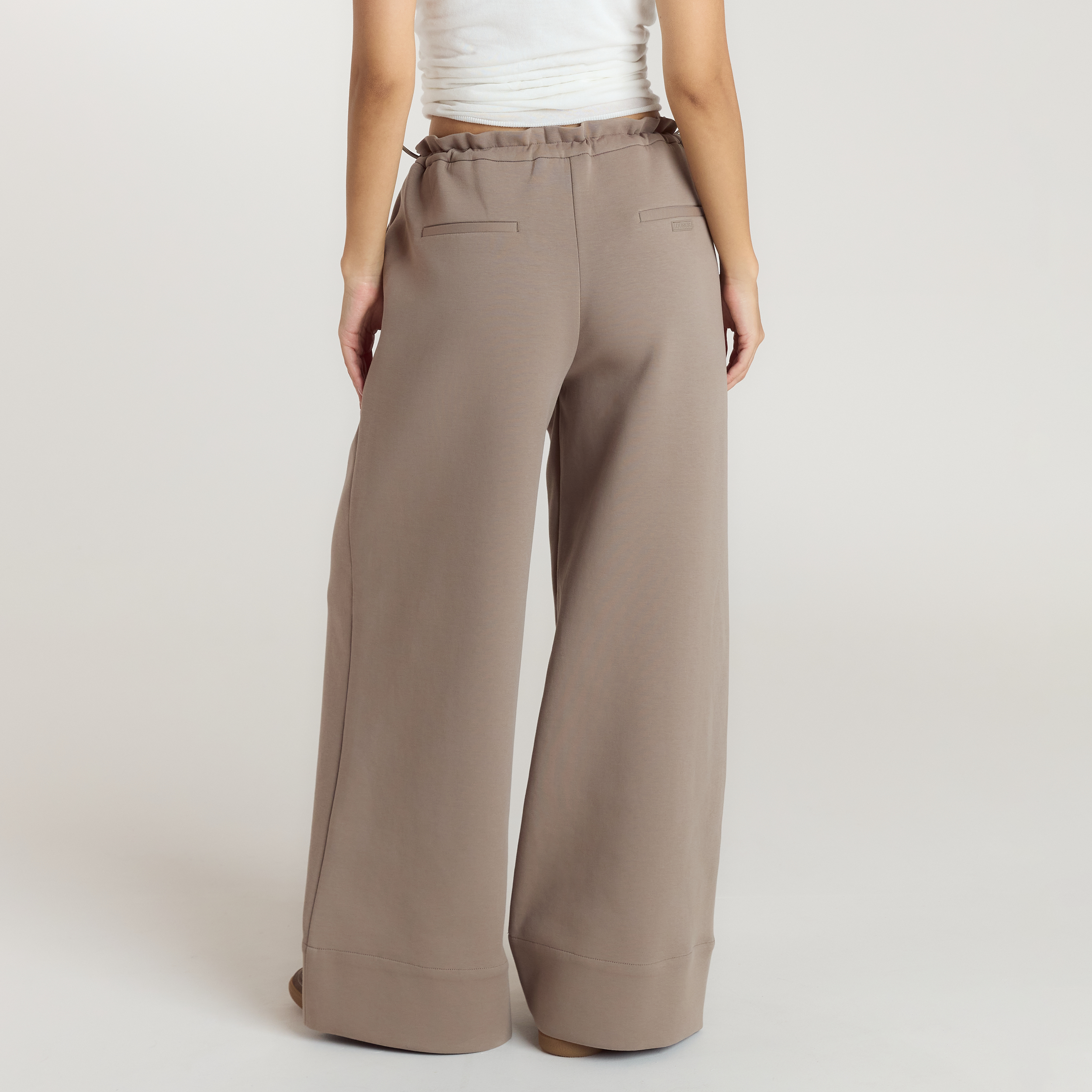 Neoprene Wide-Leg Joggers | Neoprene Wide-Leg Joggers - Taupe