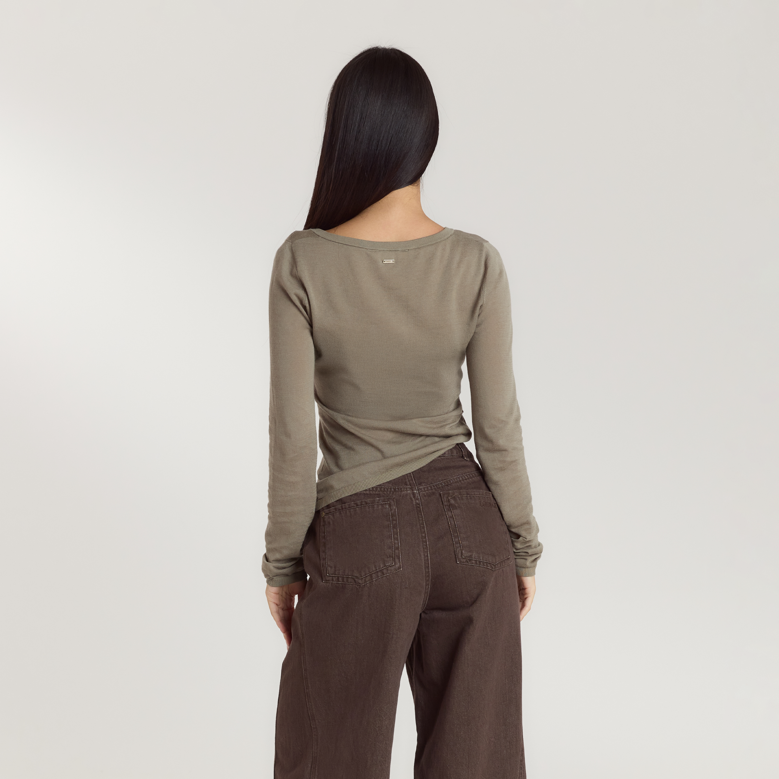Asymmetric Fine Knit Top | Asymmetric Fine Knit Top - Thyme