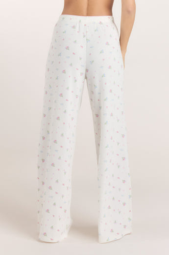Ribbed Pyjama Bottoms - White Floral alternate