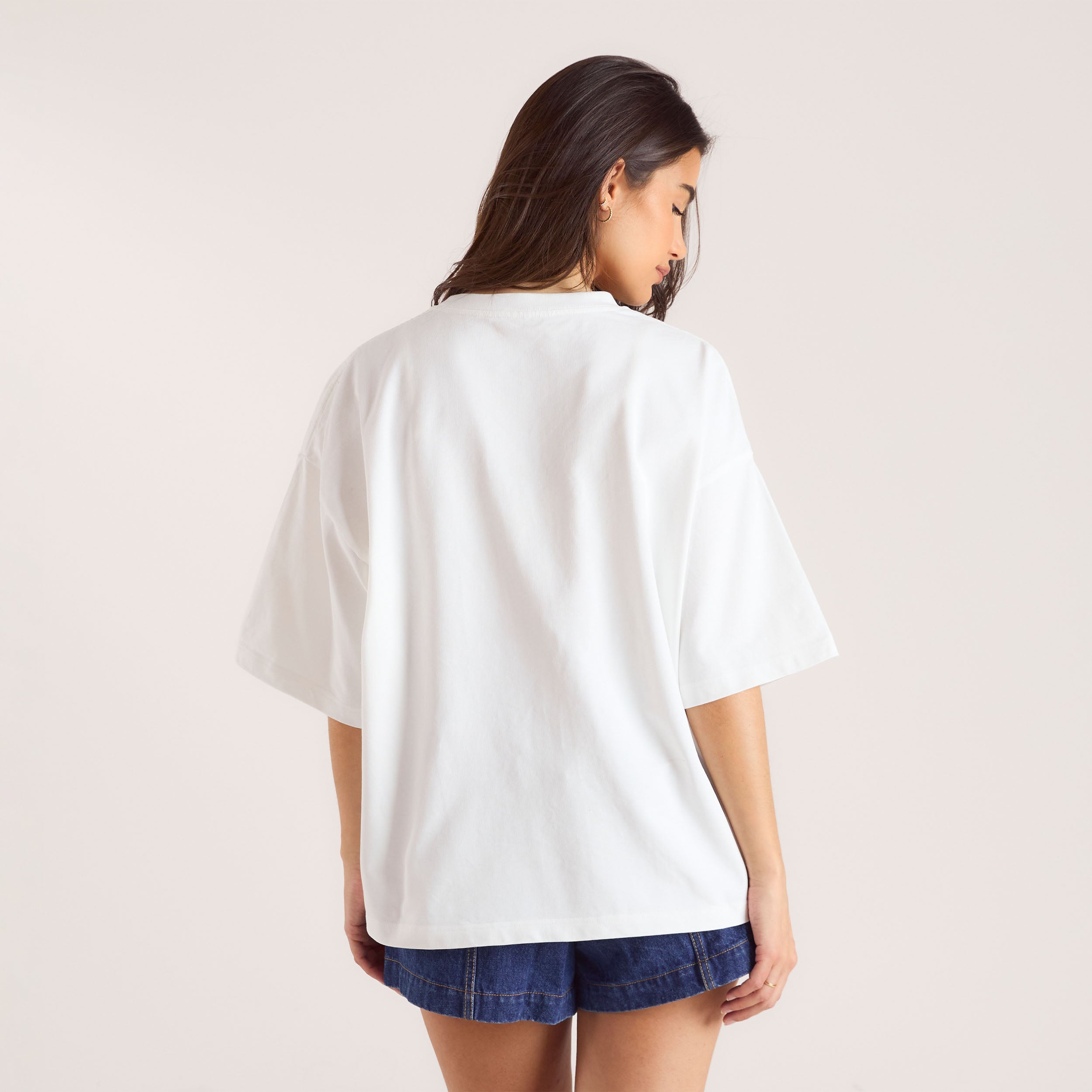 Oversized Lace Appliqué T-Shirt - White alternate