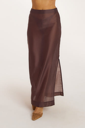 Sheer Maxi Skirt - Chocolate