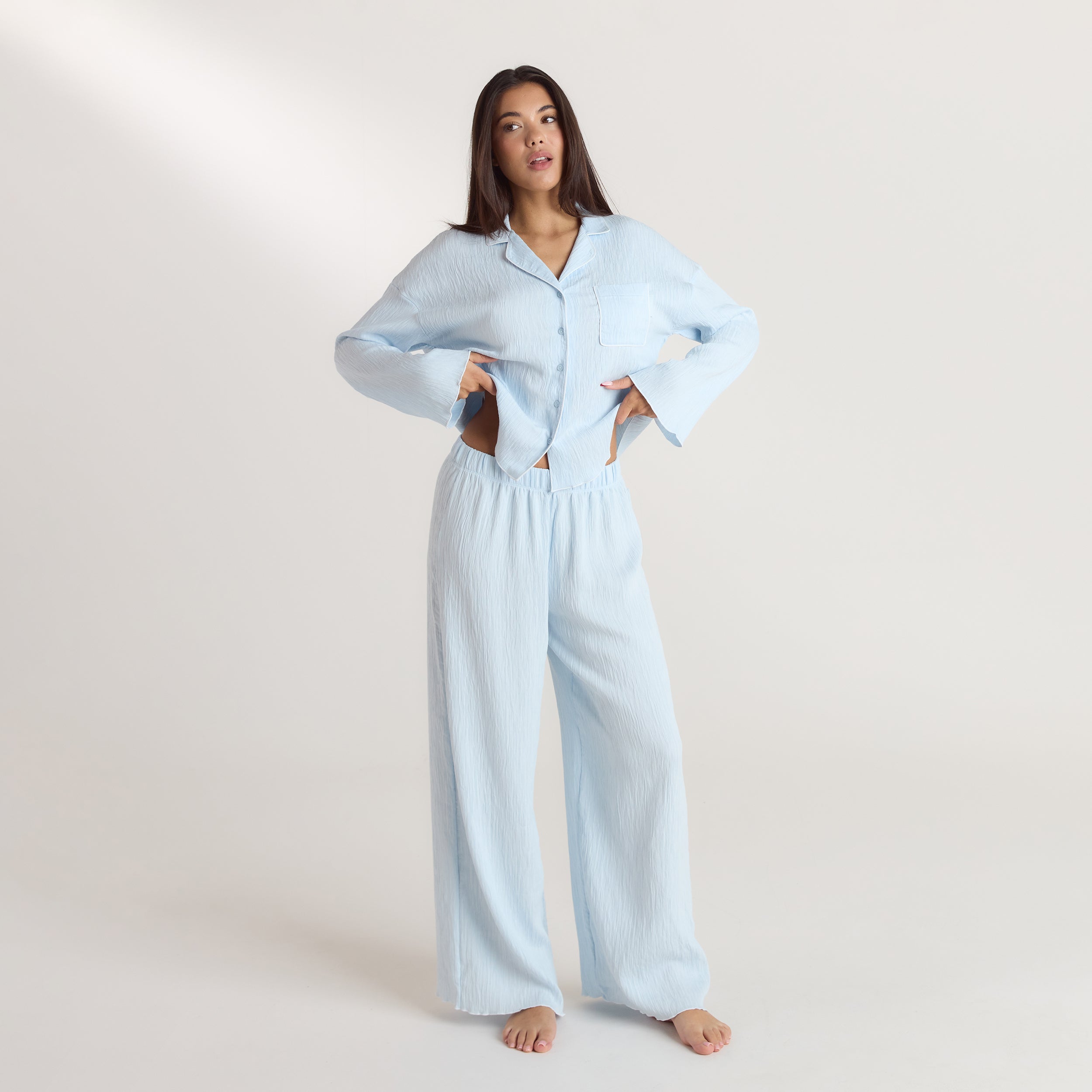 Crinkle Pyjama Shirt | Crinkle Pyjama Shirt - Blue