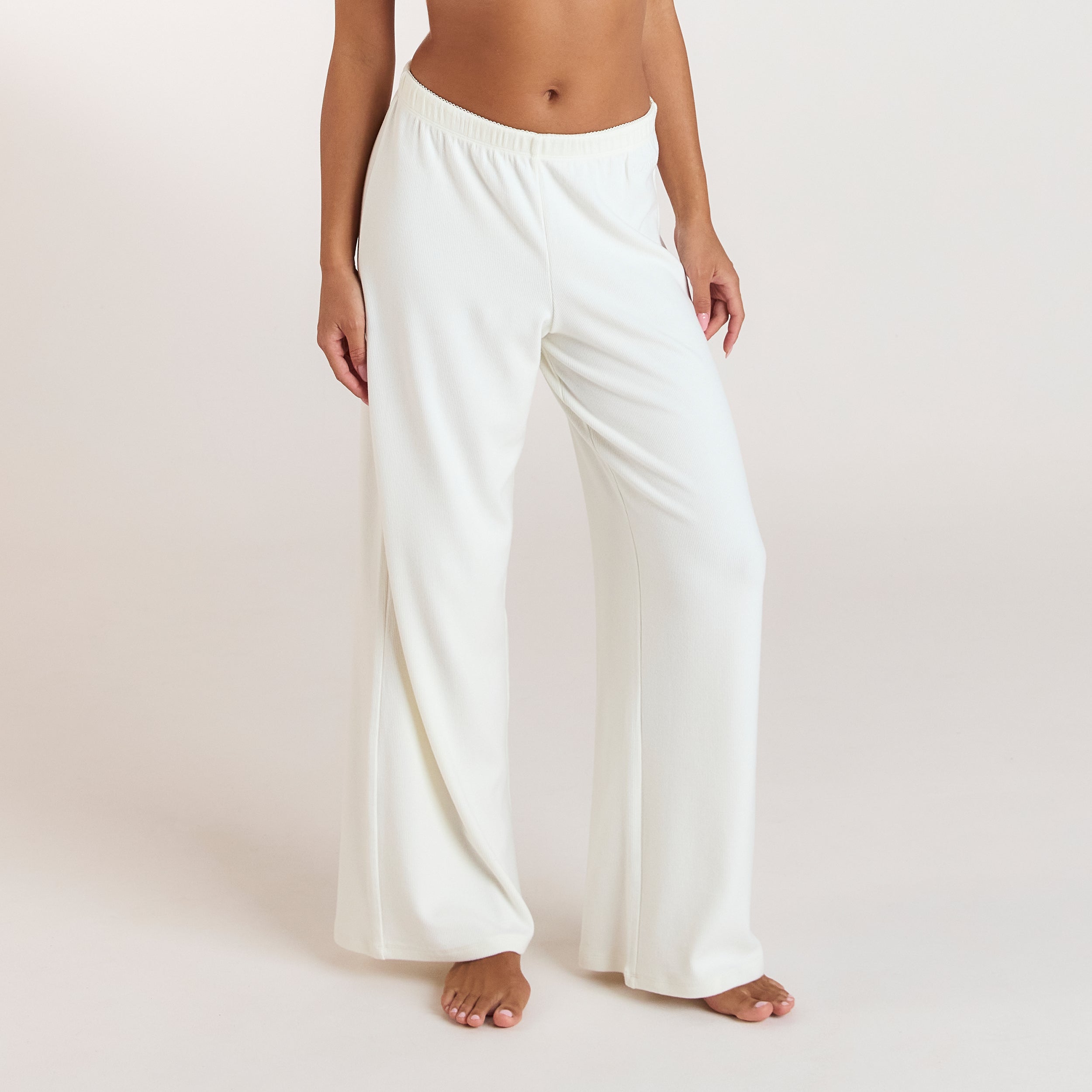 Ribbed Pyjama Bottoms | Ribbed Pyjama Bottoms - Cream