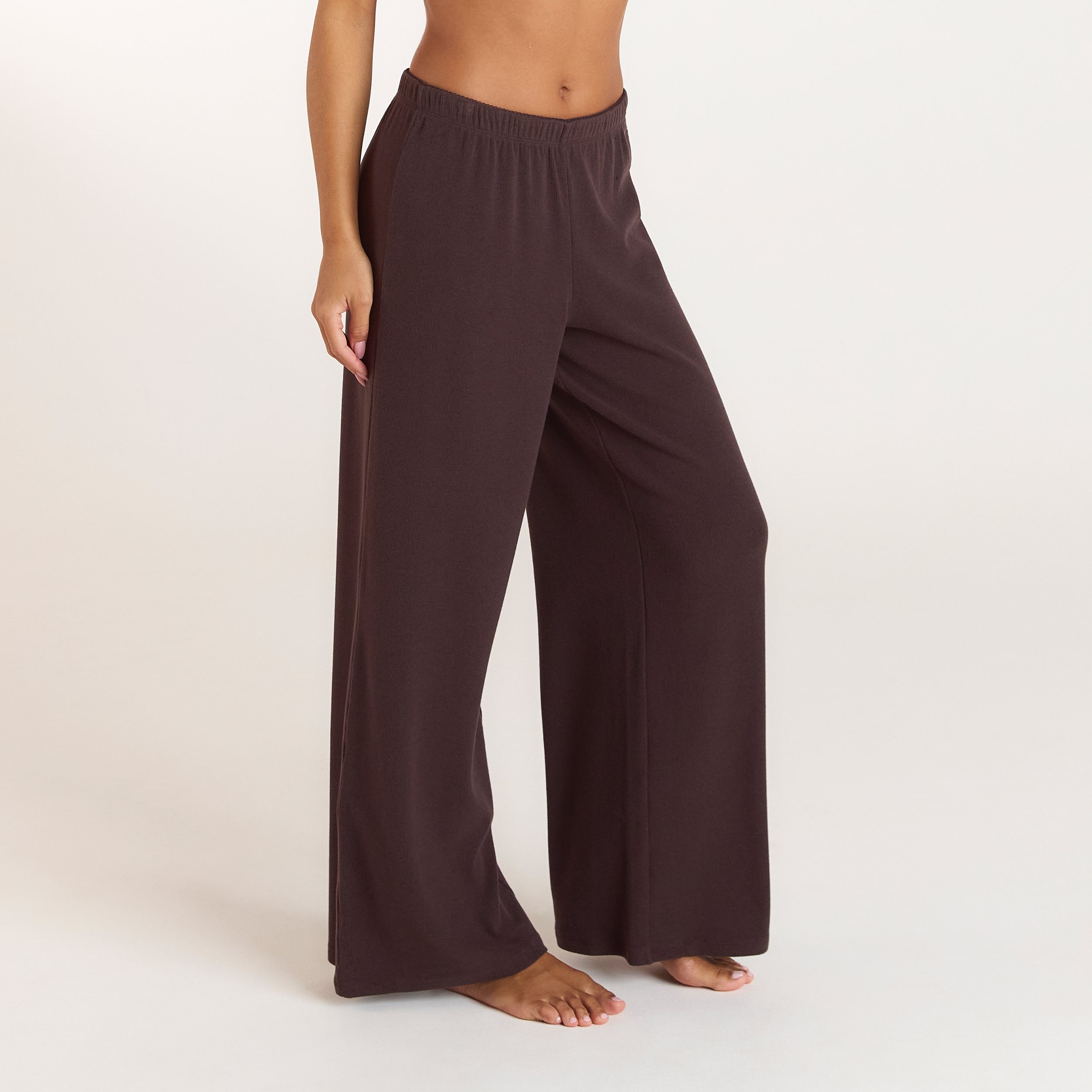 Ribbed Pyjama Bottoms | Ribbed Pyjama Bottoms - Dark Chocolate
