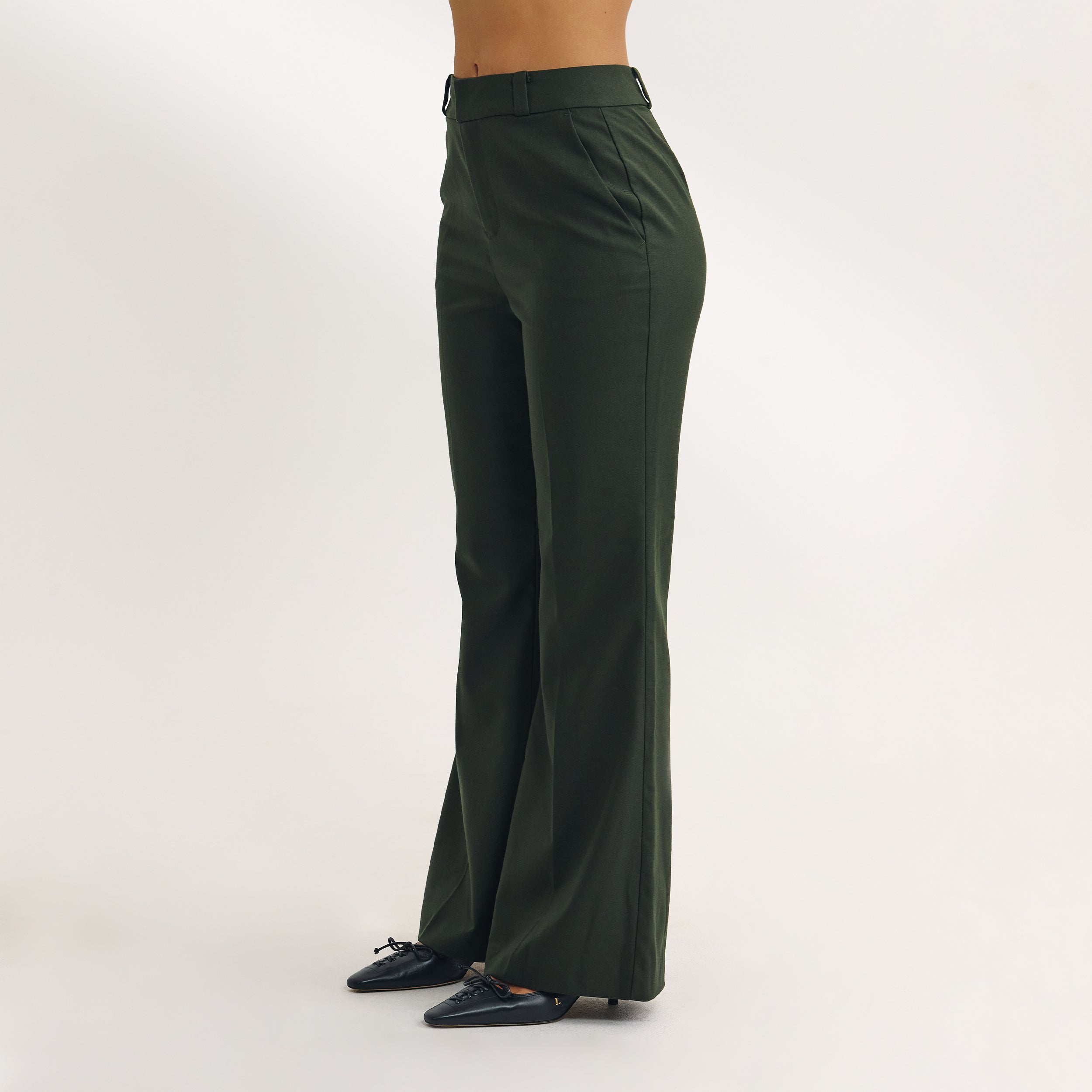 Flared Trousers | Flared Trousers - Dark Green