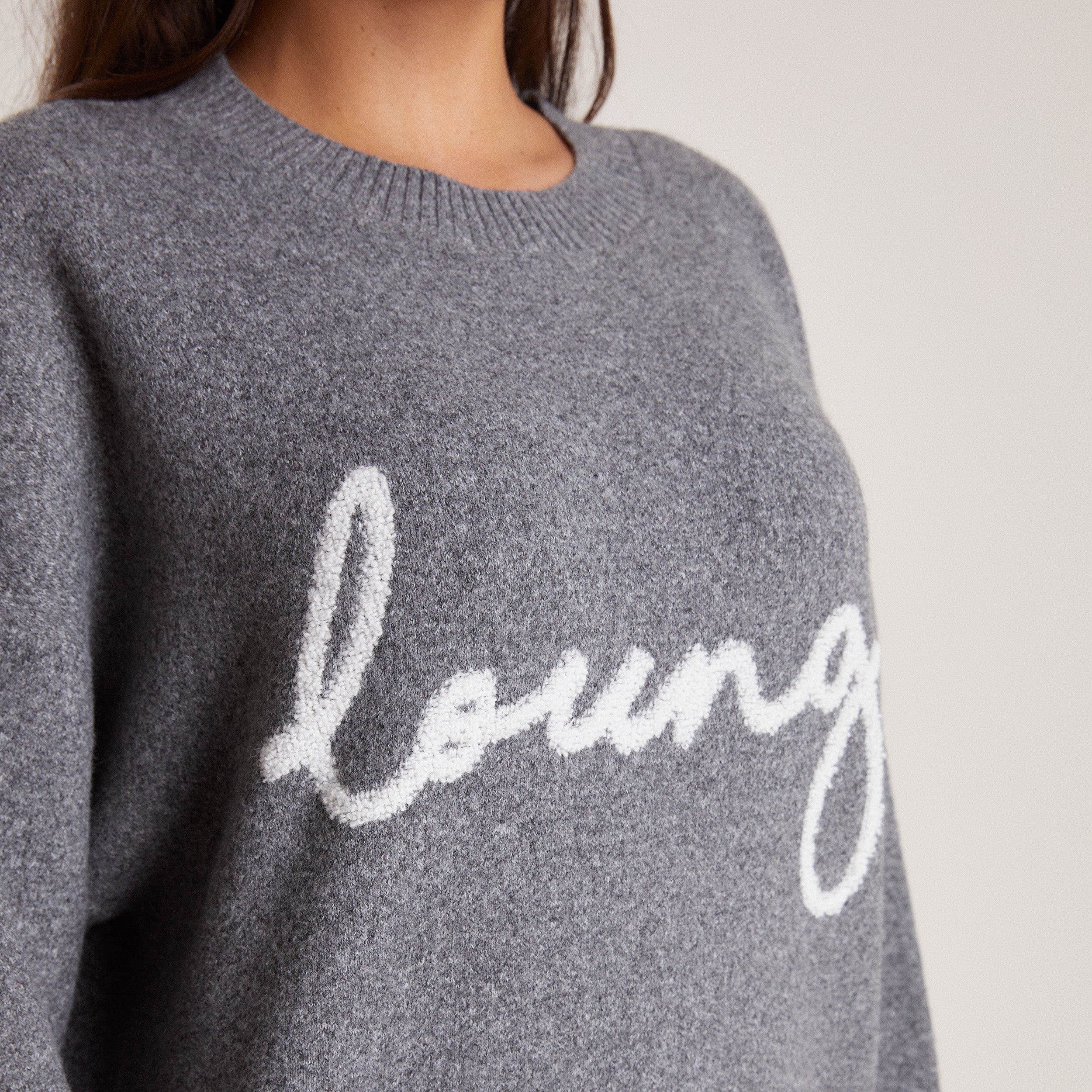 Lounge Knitted Crew Neck Jumper Grey